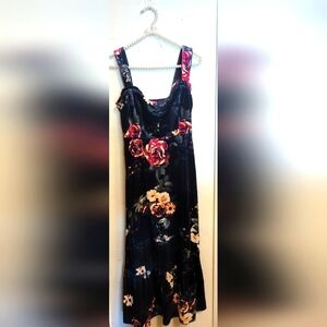 Betsy Joneson black velvet floral dress
